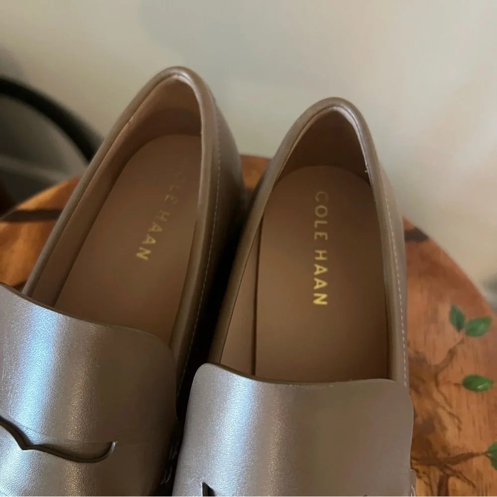 Cole Haan Slip On Leather Loafers w/ Chunky Heel - Picture 5 of 8